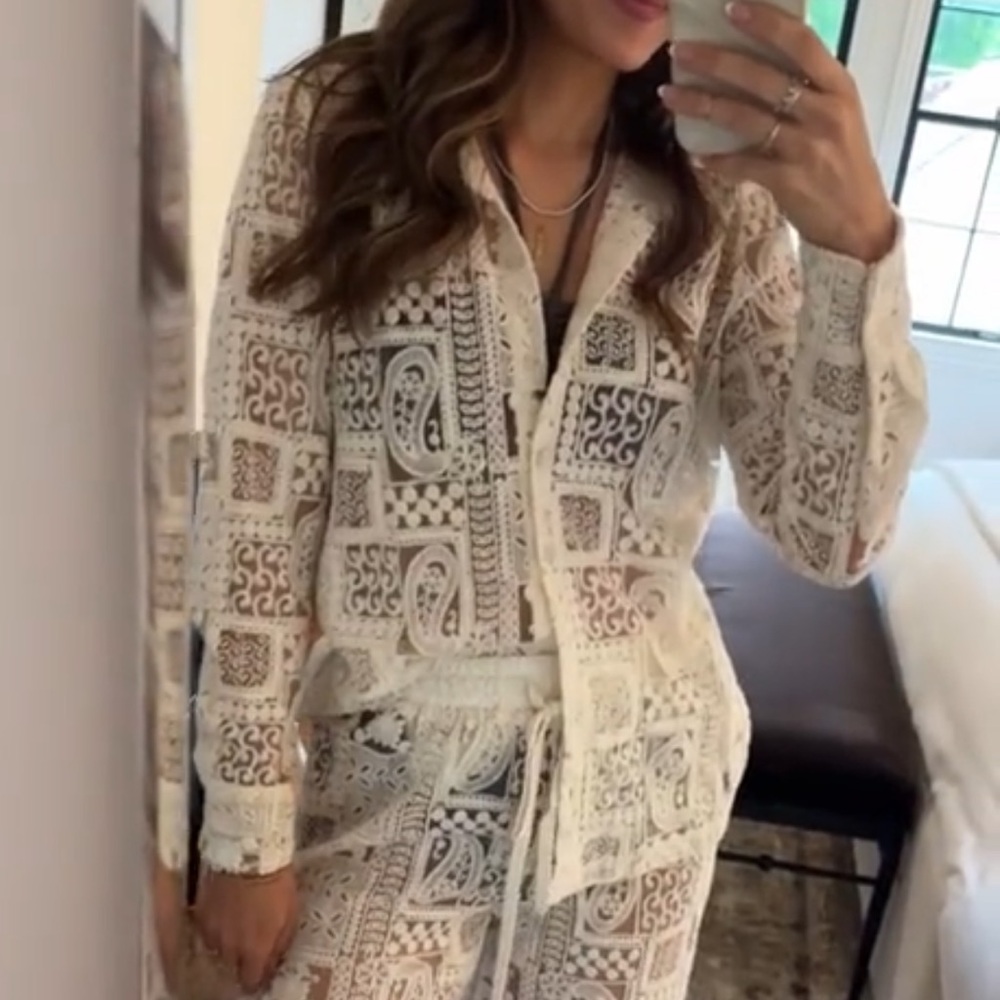Anthropologie Lace Crochet Long Sleeve